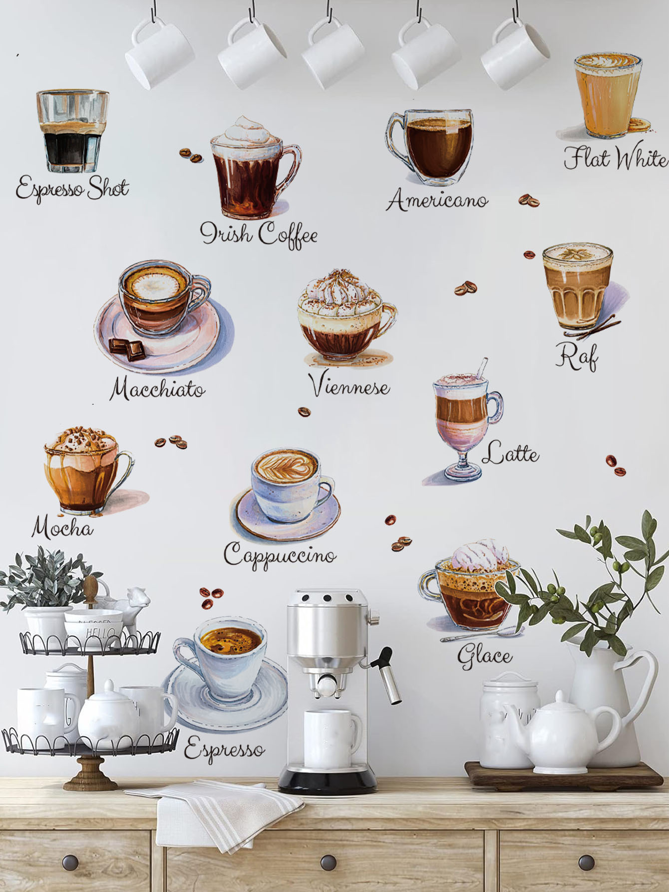 Coffee Cup Wall Stickers Self  - Pvc Panel Background recension och pris