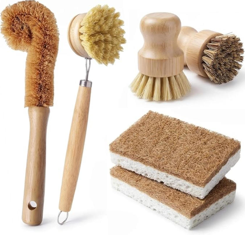 6 PCS Bamboo Dish Brush Set -  - Substrate Coconut Fiber recension och pris